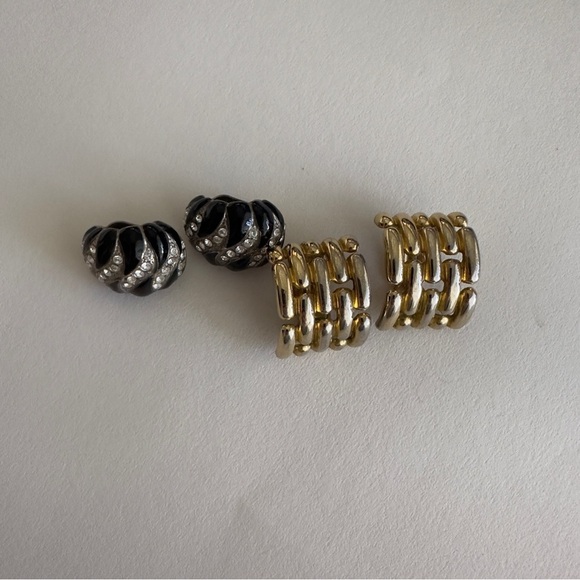 Vintage Givenchy Weave Clip On Earrings Kenneth Lane Shrimp 2 Pairs Gold Silver - Picture 11 of 11